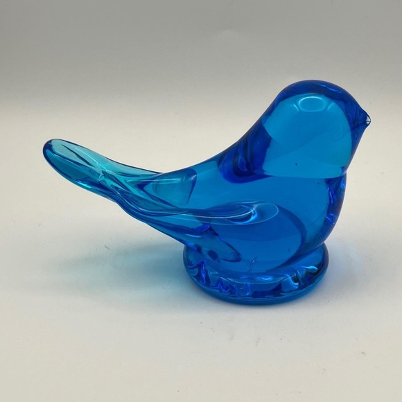 Vintage 1994 Art Glass Blue Bird of Happiness / Leo Ward Blue Color Figurine No3 - Picture 7 of 13